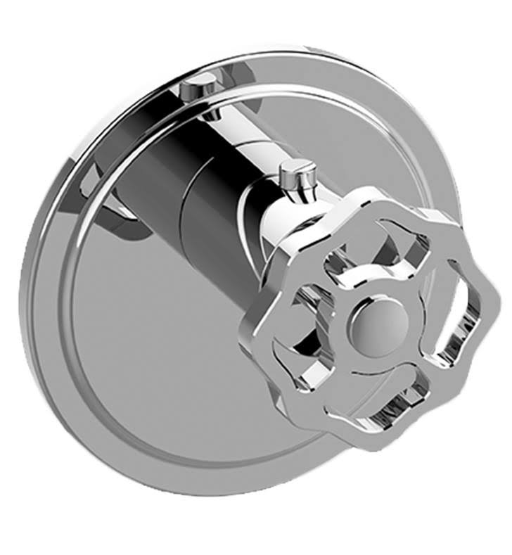 Polished Nickel Thermostatic Trim Plate with Vintage Handle X123066