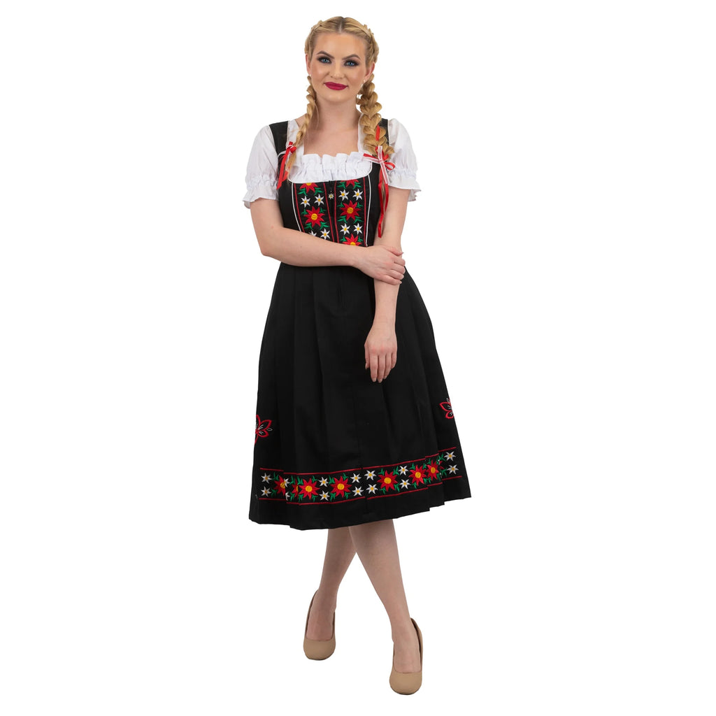 Black Cotton 3 Piece Dirndl Dress J7511