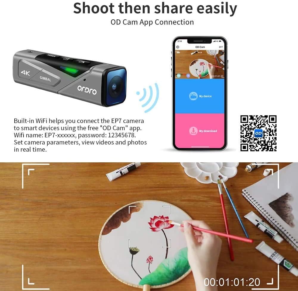 4K 60FPS Head-Wearable Video Camera with Gimbal Stabilizer and 64GB Micro SD Card D461458