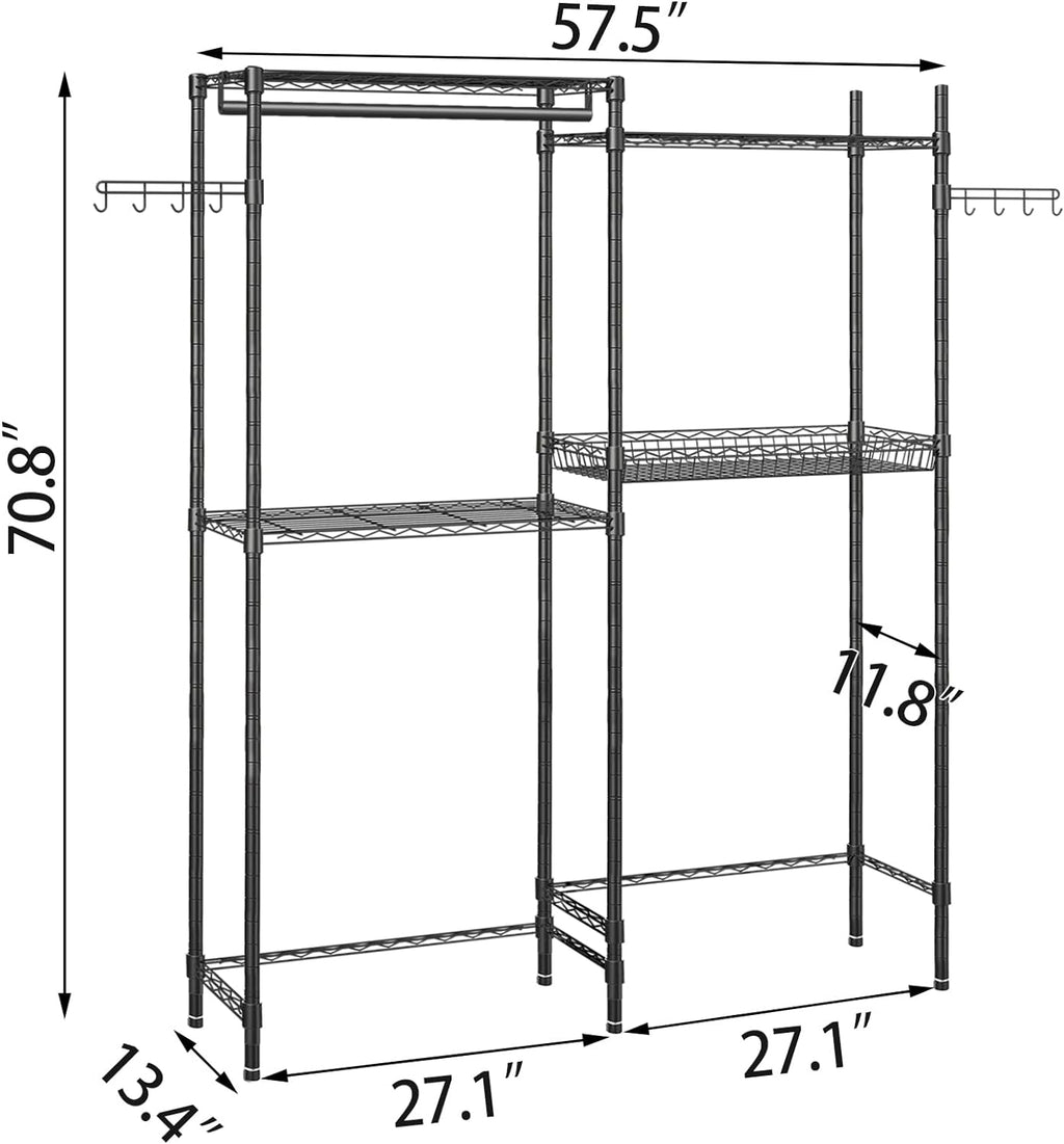 Black 4 Tier Clothes Drying Rack with Adjustable Shelves J31807