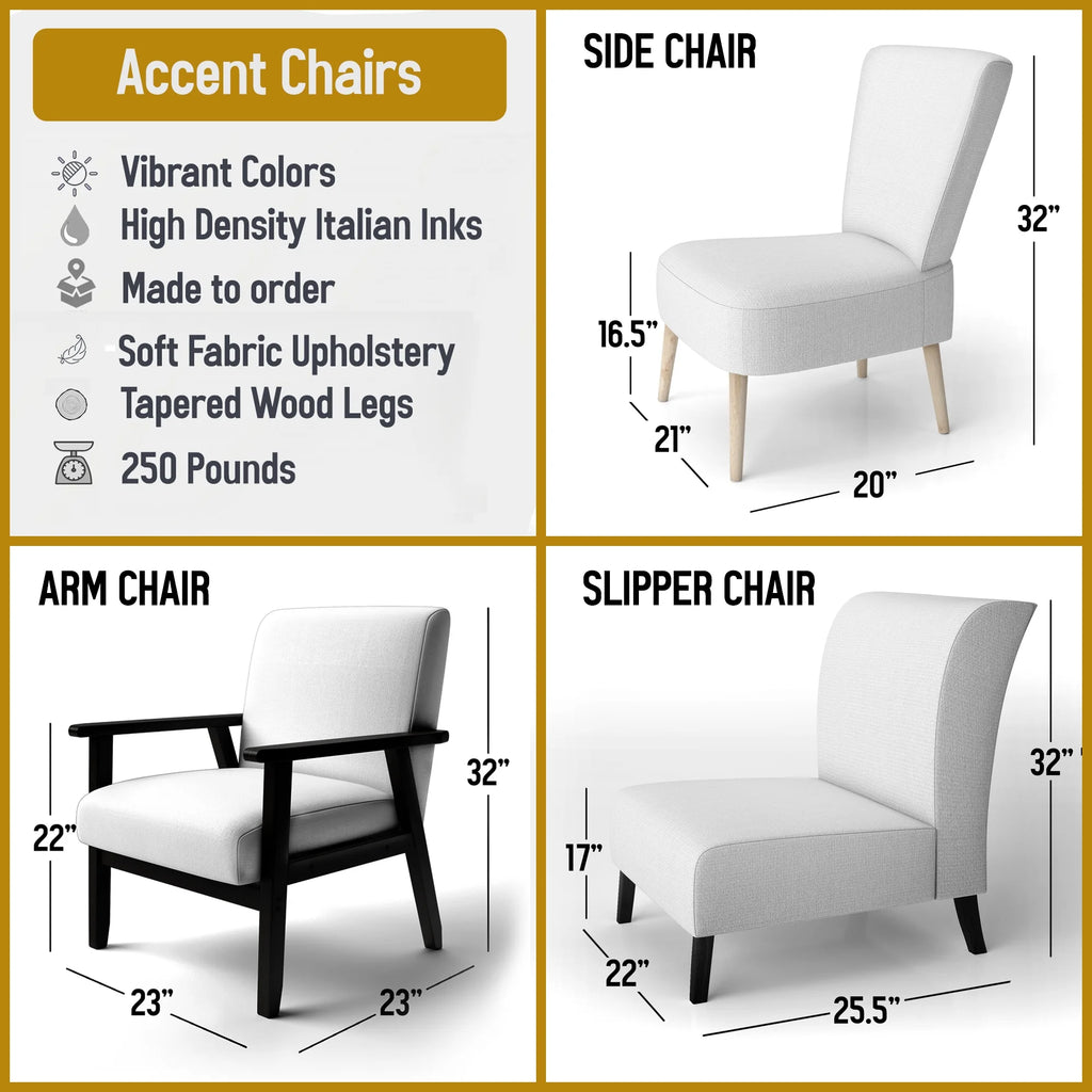 Upholstered Patterned Accent Chair and Arm Chair W8351