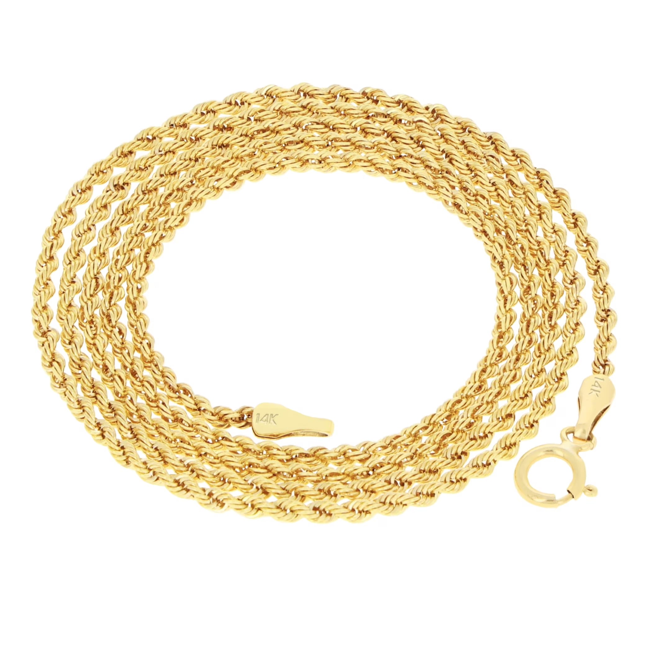 14k Yellow Gold 1.5mm Rope Chain Diamond Cut Necklace 16" - 24" F679