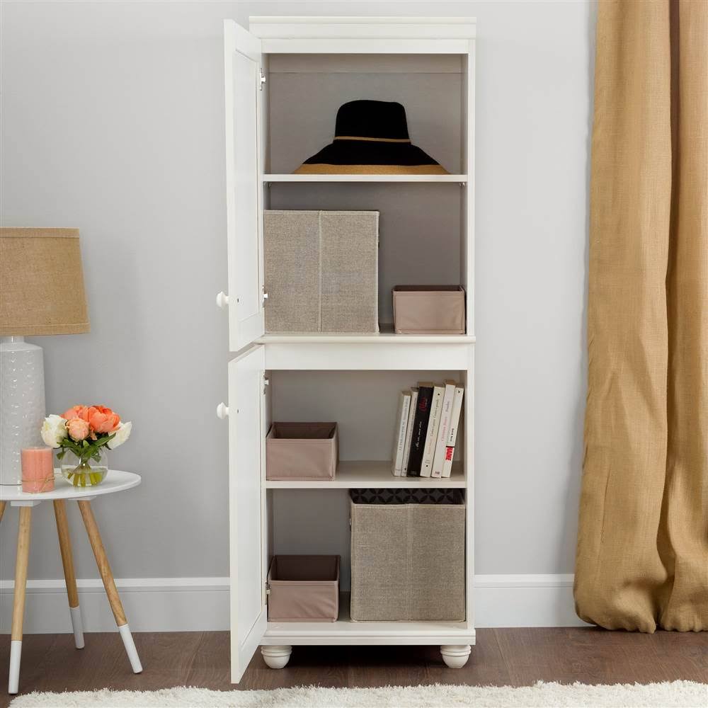White Wash 2-Door Narrow Storage Cabinet Q706