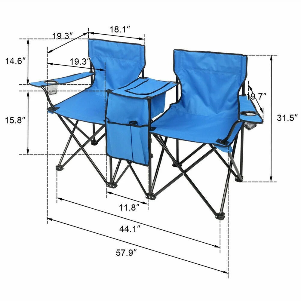 Folding Picnic Chair with Umbrella Mini Table Beverage Holder F6236