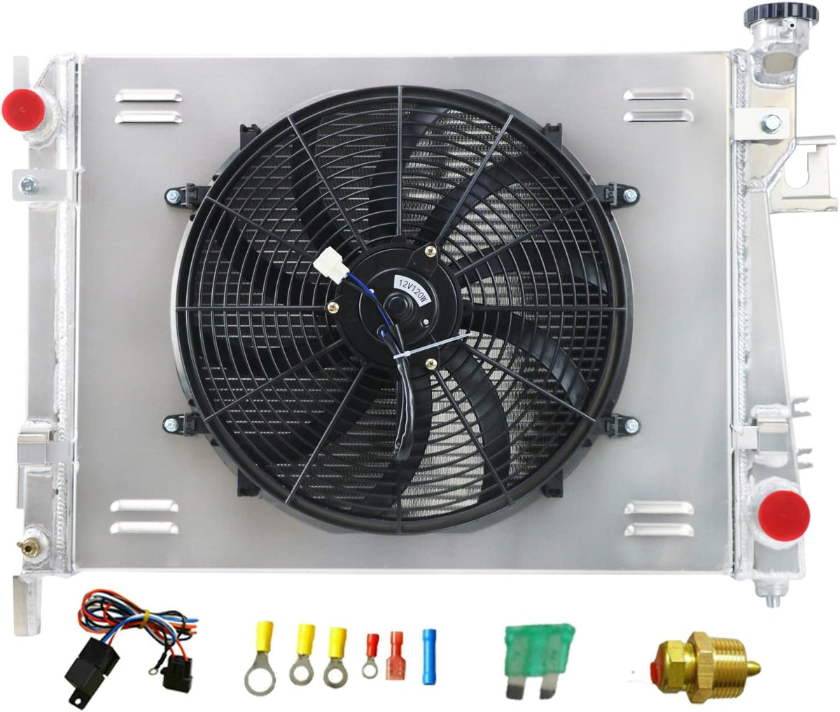 3 Row Aluminum Radiator Shroud Fan Relay J2729