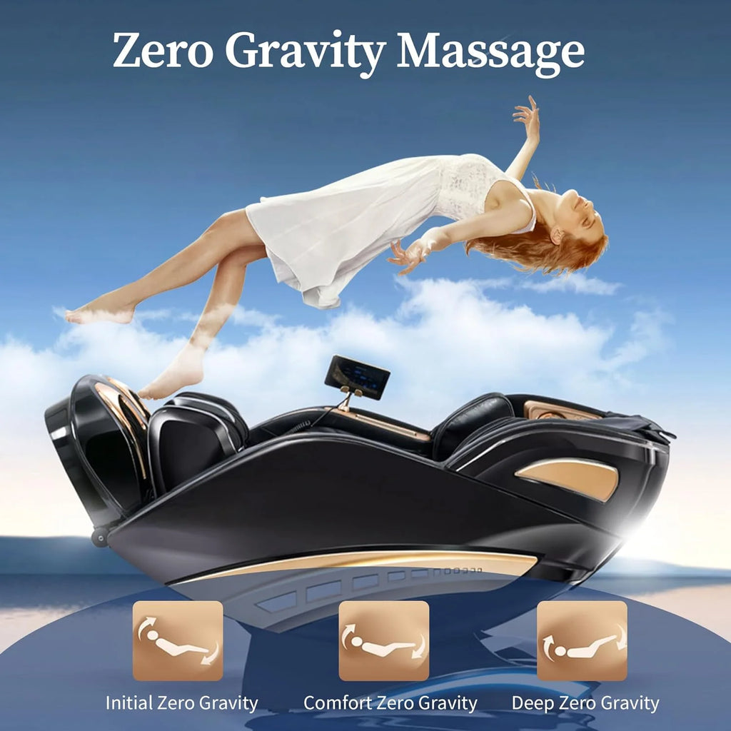 Black 4D Massage Chair Recliner with Heating T288366