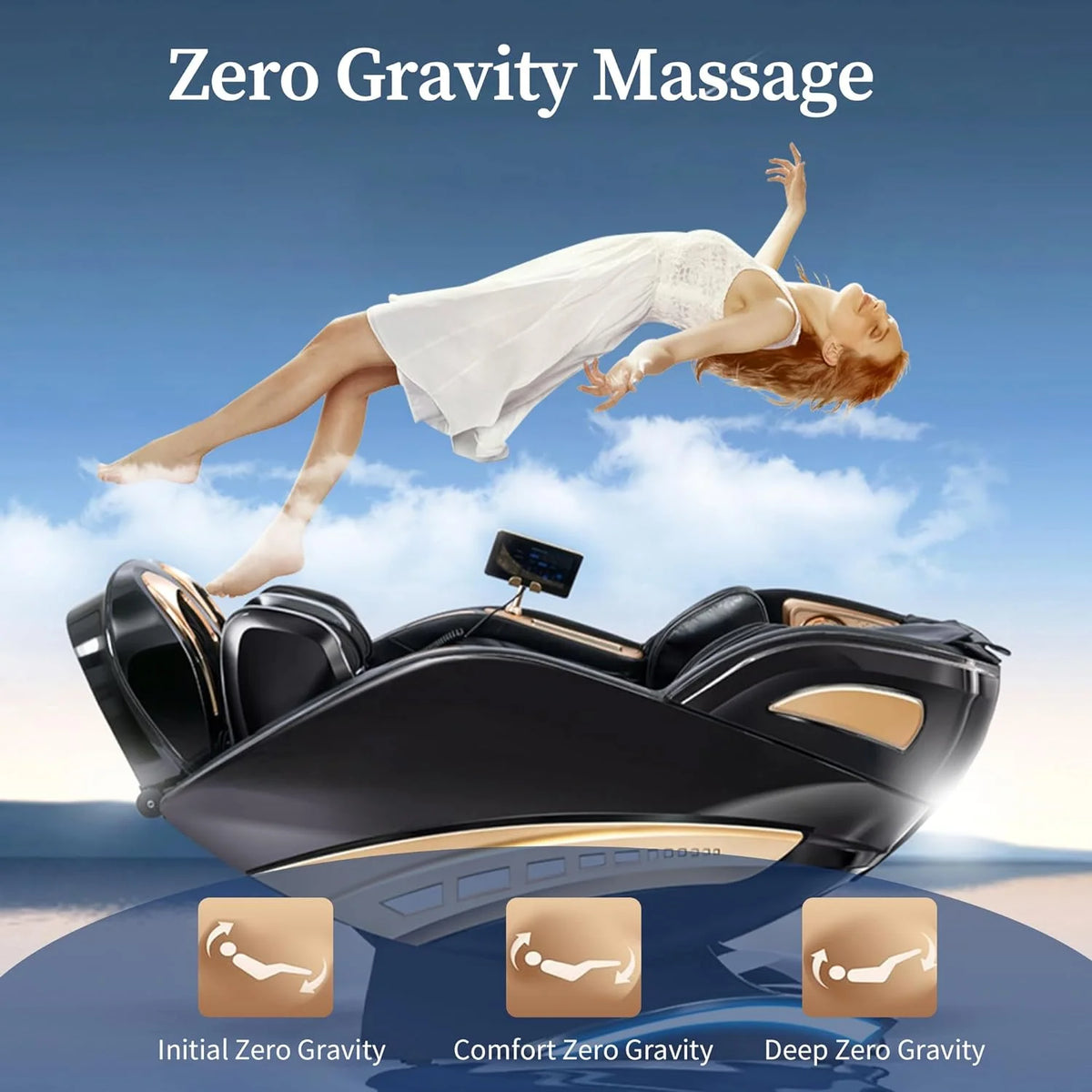Black 4D Massage Chair Recliner with Heating T288366