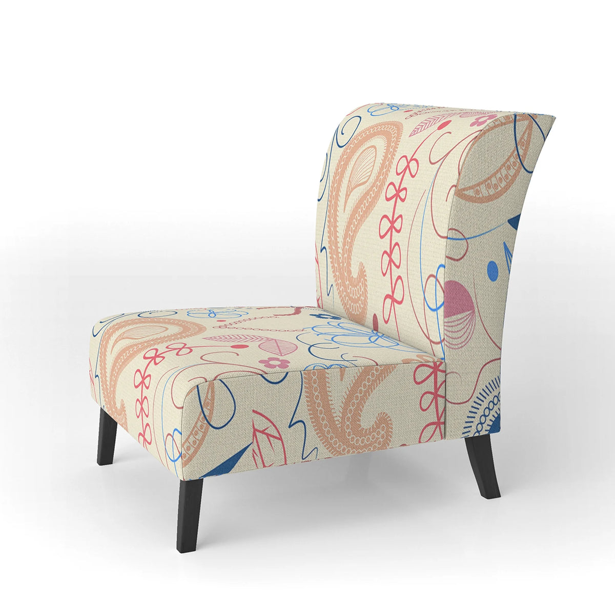 Upholstered Patterned Accent Chair and Arm Chair W8351