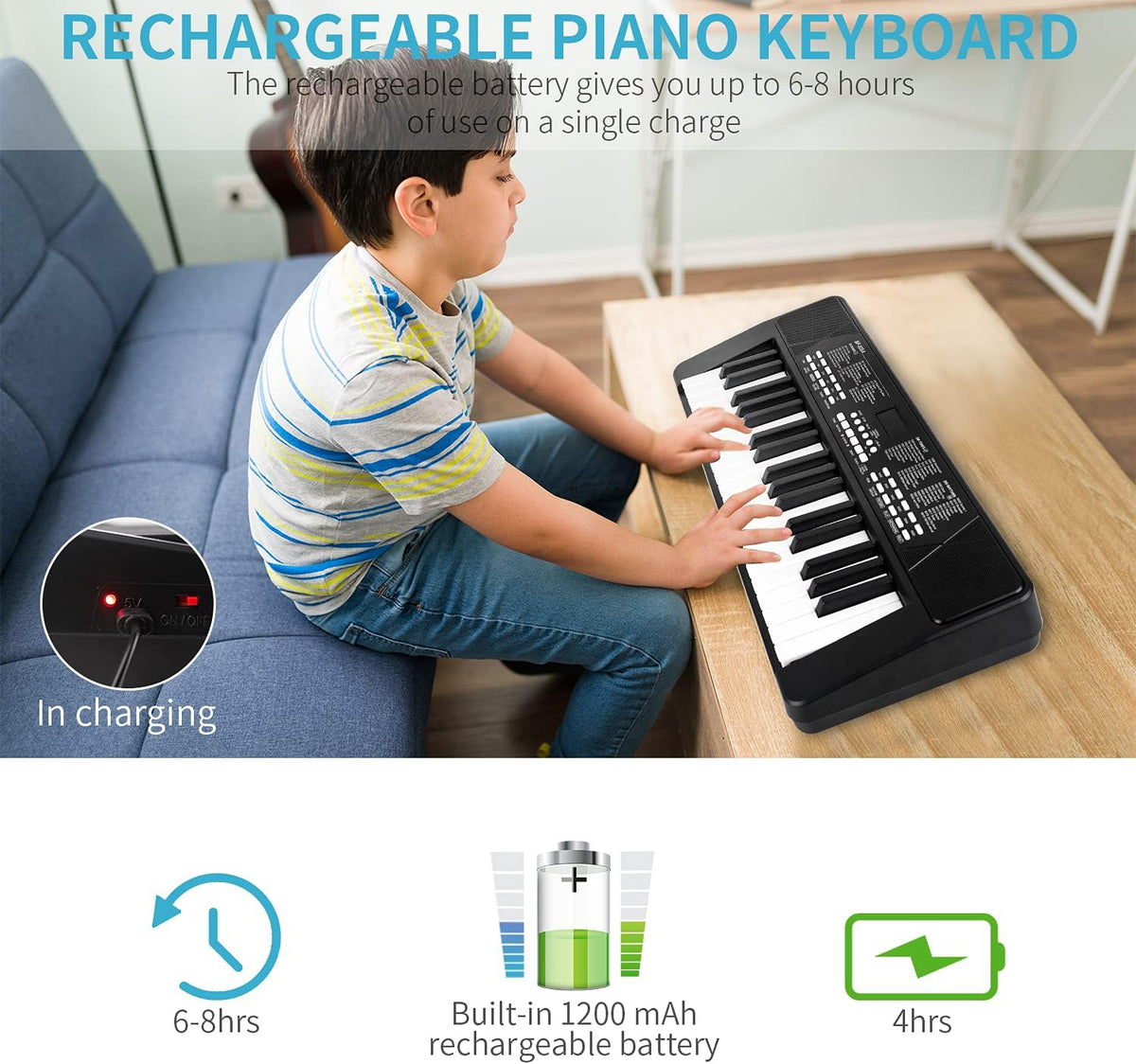 Black Pack of 2 Portable Electronic Piano Keyboard J1554