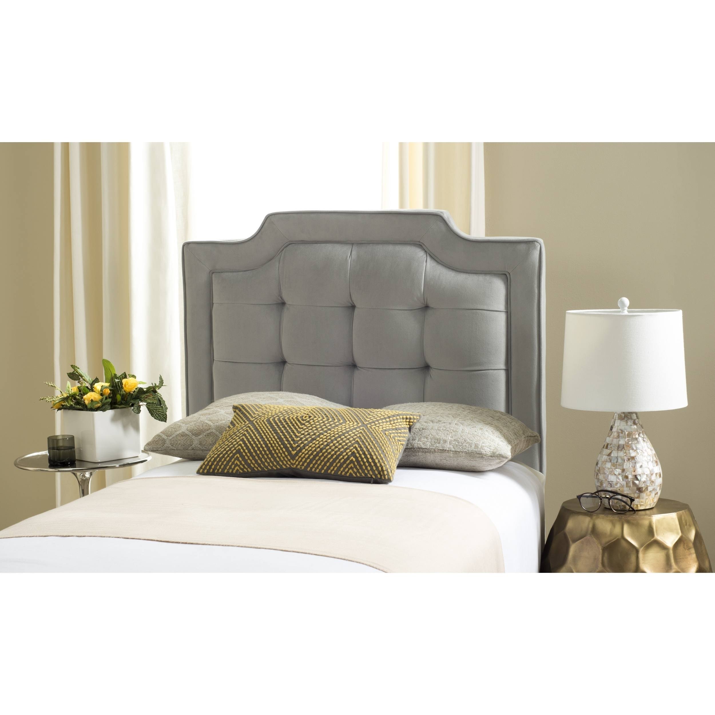 Pewter Twin Tufted Velvet Headboard D349906