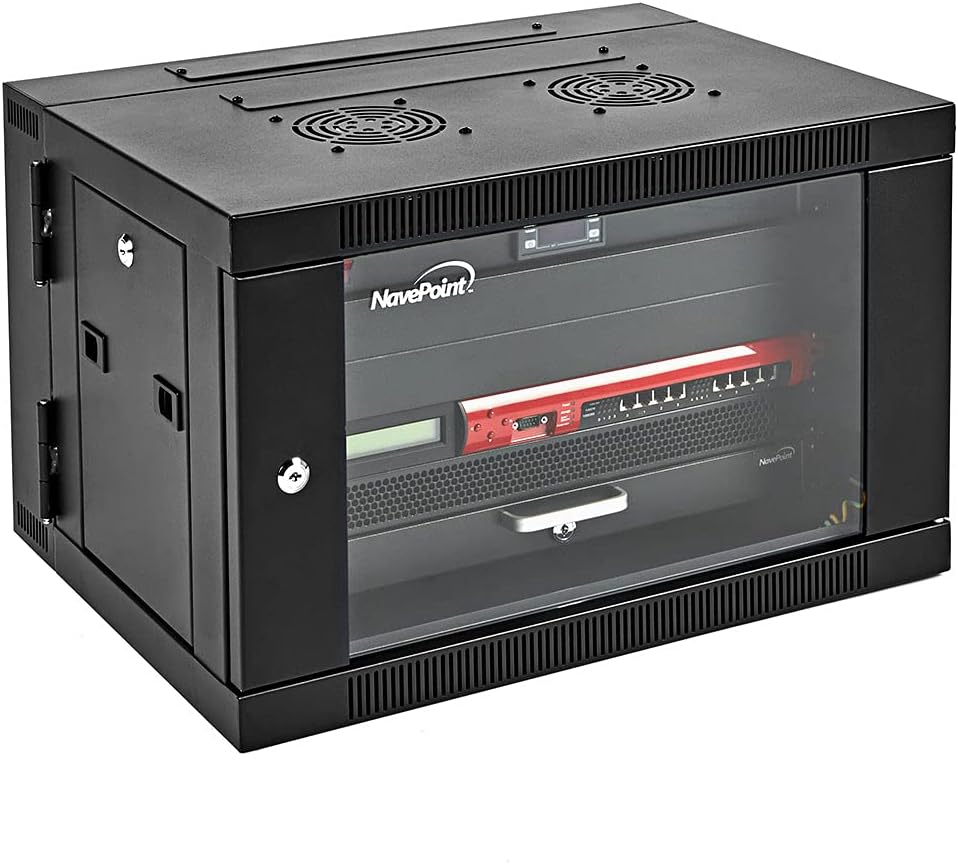9U Wall-Mount Network Cabinet Enclosure with Hinged Back and Glass Front Door Z654259