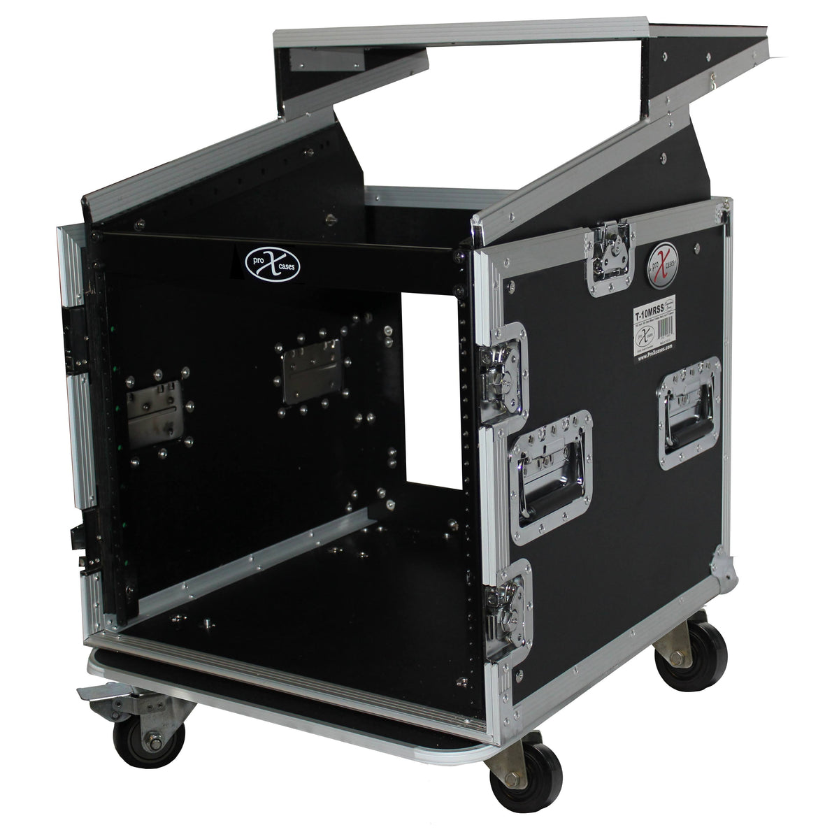 10U Rack Top Mixer DJ Combo Flight Case with Laptop Shelf and Casters Q385425
