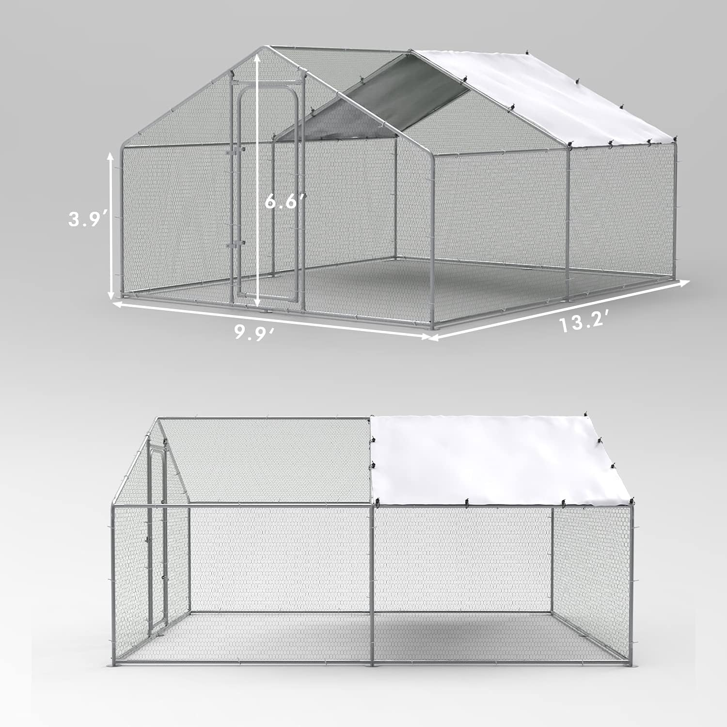 Large Metal Chicken Coop Run Outdoor Poultry Cage W950059