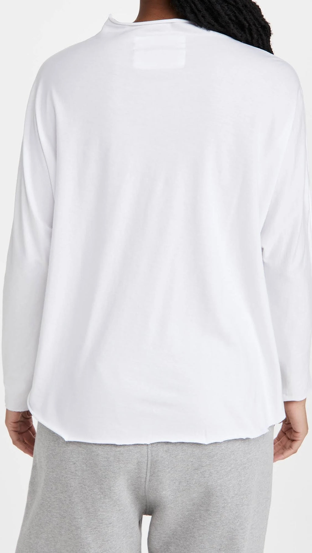 White Long-Sleeve Funnel Neck Capelet Tee A69334