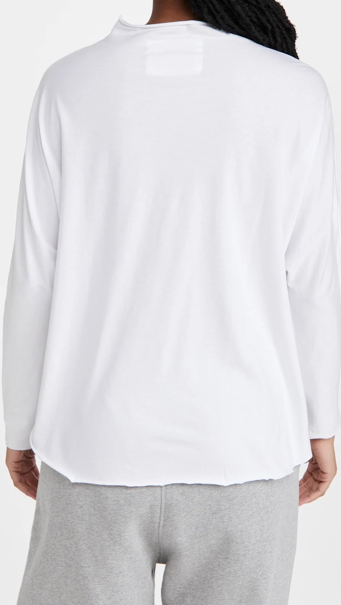 White Long-Sleeve Funnel Neck Capelet Tee A69334