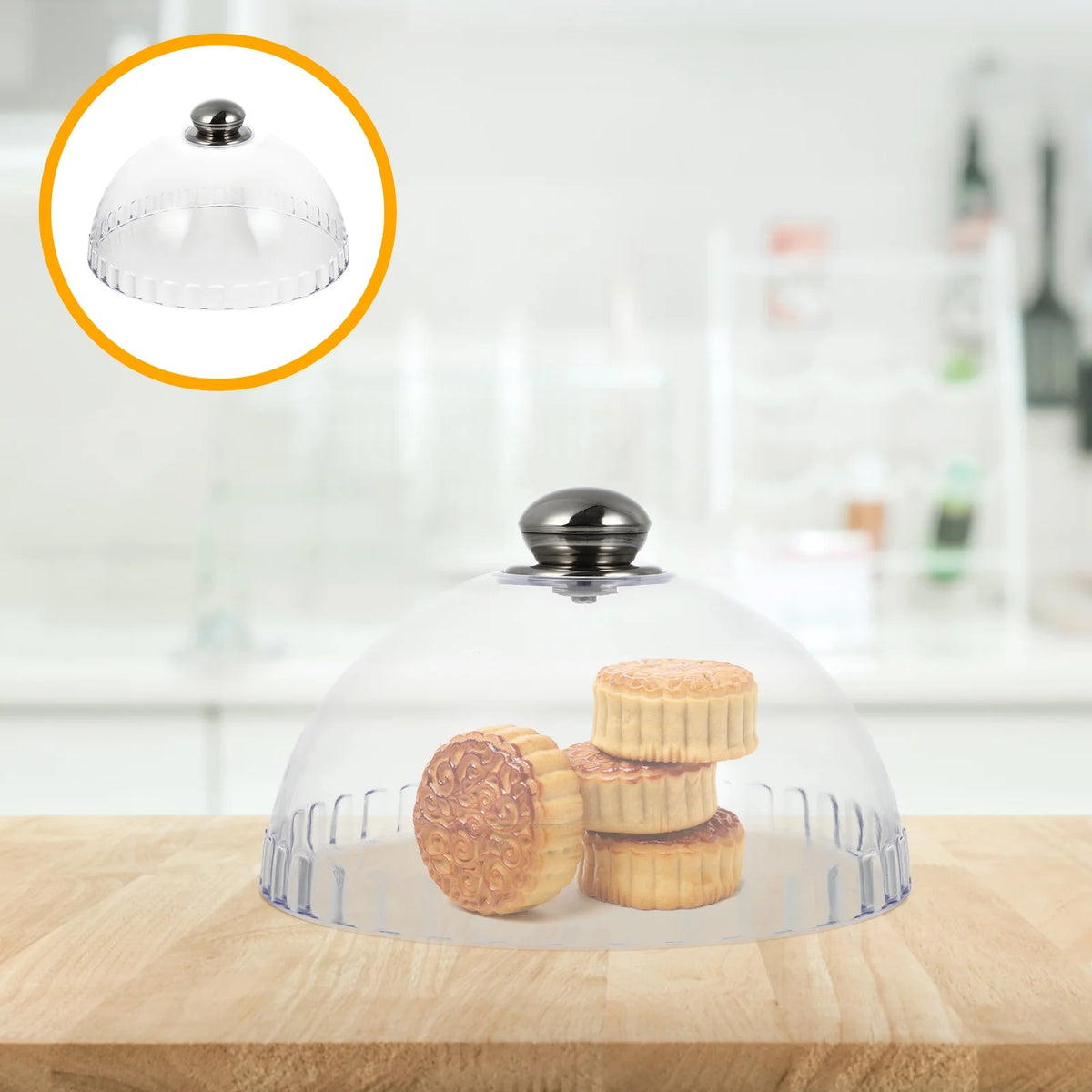 Transparent Dessert Cover Dome with Glass Stand Q885