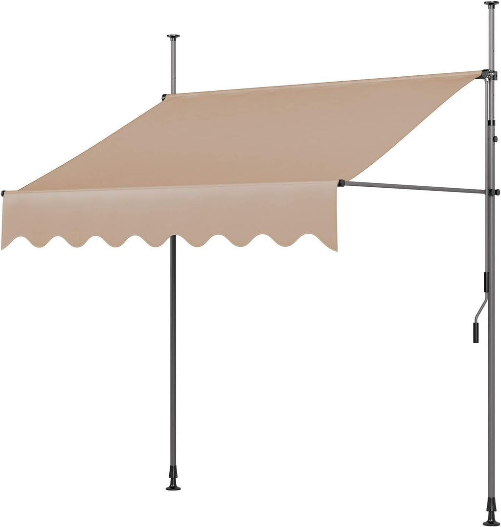 Khaki Retractable Patio Awning with Hand Crank A4029