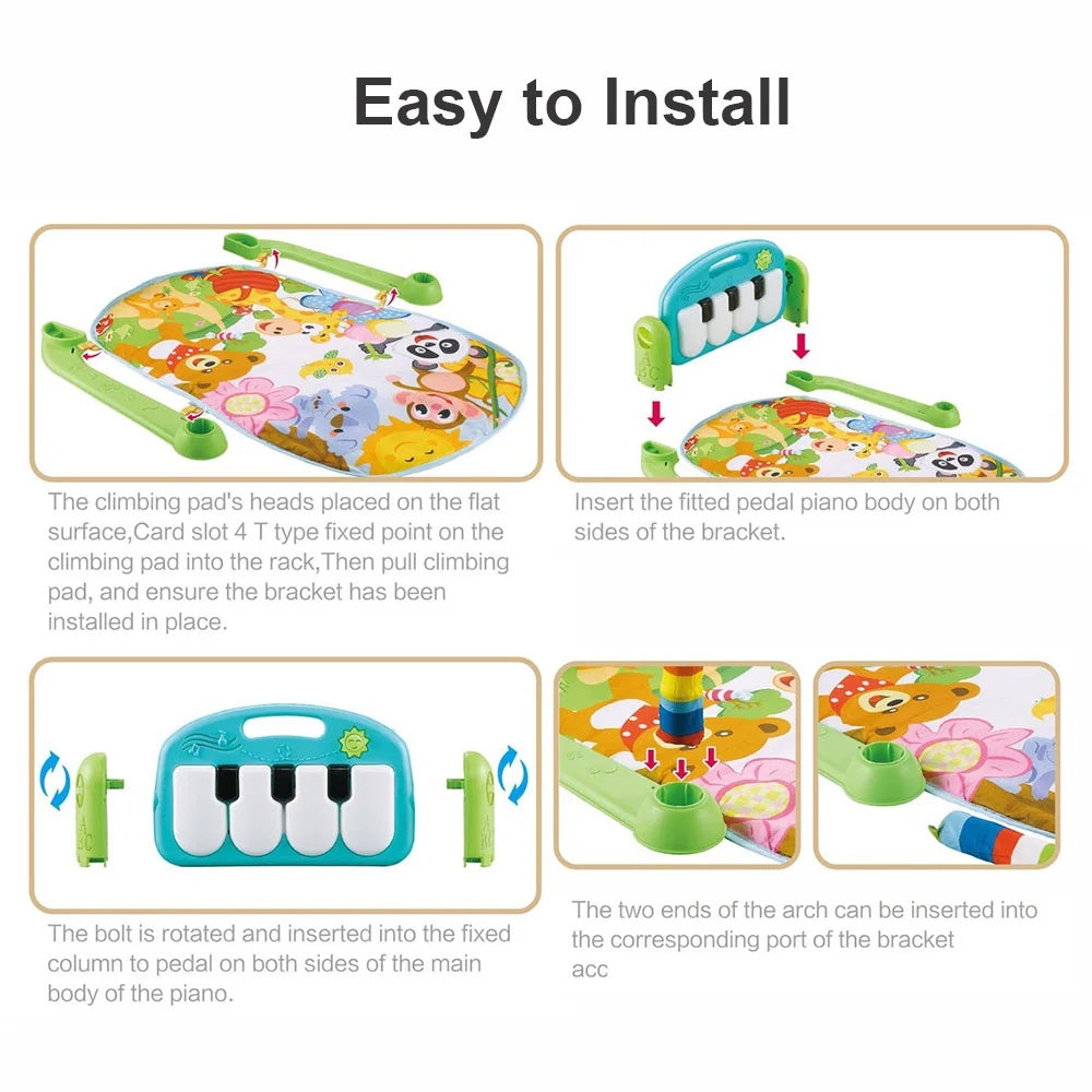 Playmat with Hanging Mirror Musical Activity Center Tummy Time Play Mat D548138