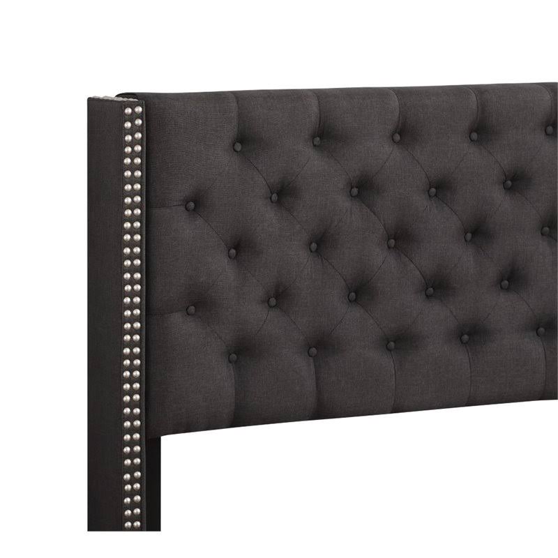 King Upholstered Bed, Ash Black V921335