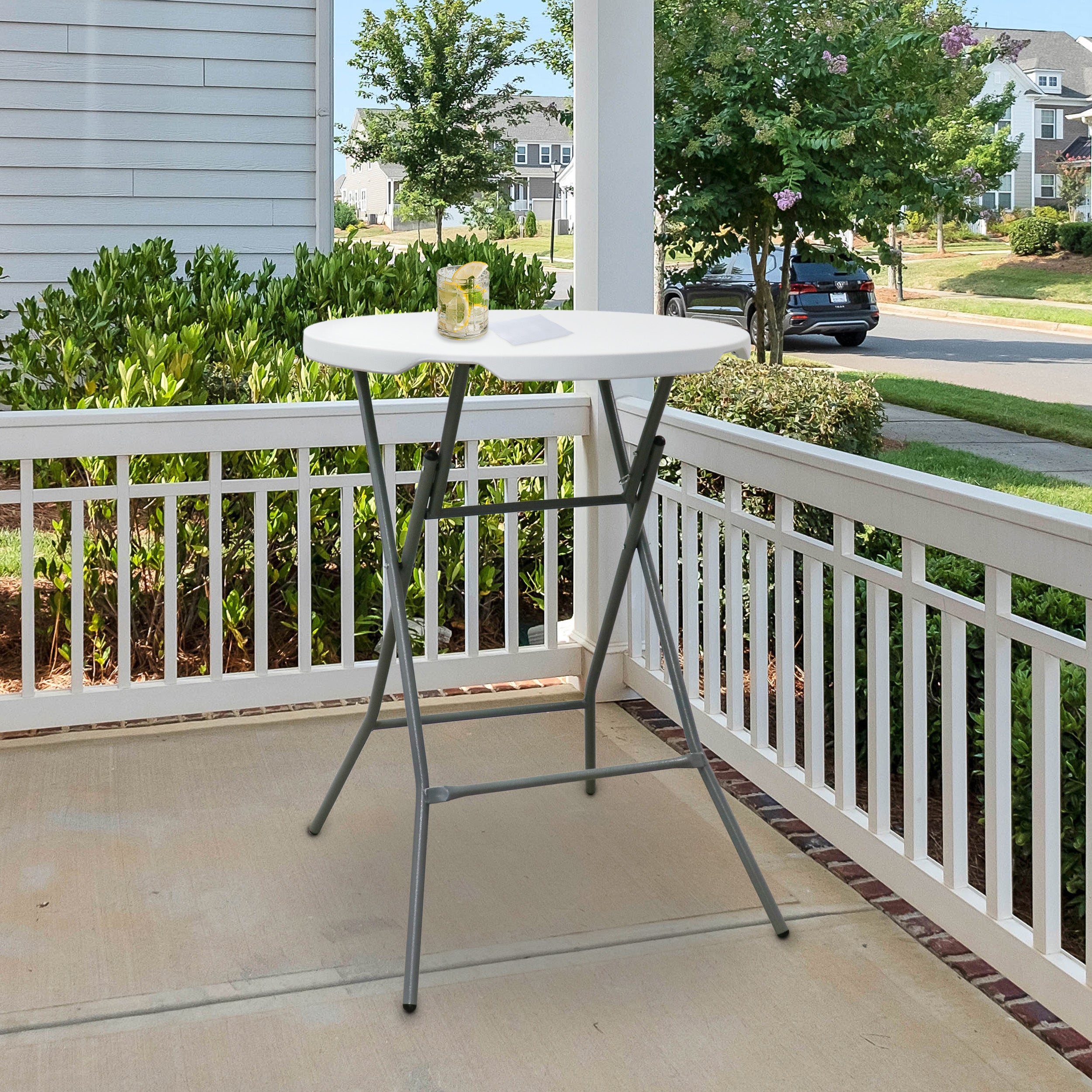 31 Inch Plastic Round Folding Bar Table in White A161410