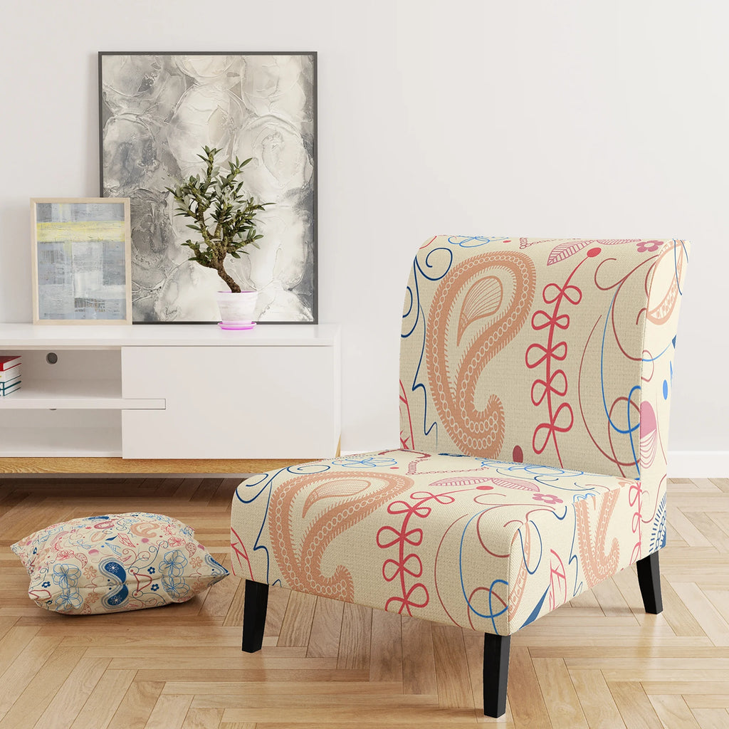Upholstered Patterned Accent Chair and Arm Chair W8351