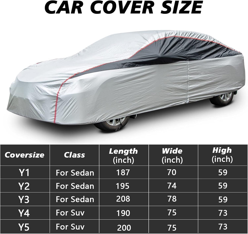 Waterproof All Weather Full Exterior Car Cover with Zipper for Sedan F26013