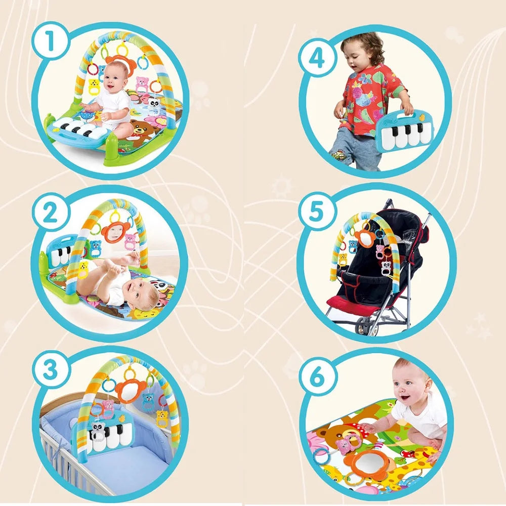 Playmat with Hanging Mirror Musical Activity Center Tummy Time Play Mat D548138