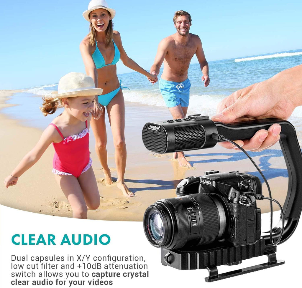 U Grip Handle with Built-in Stereo Microphone, LED Light, and Camera Accessories S146