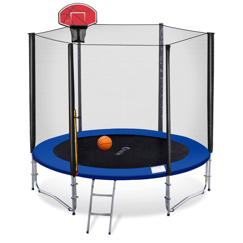 Net Ladder Basketball Hoop 8& Round Trampoline with Safety Enclosure K126118