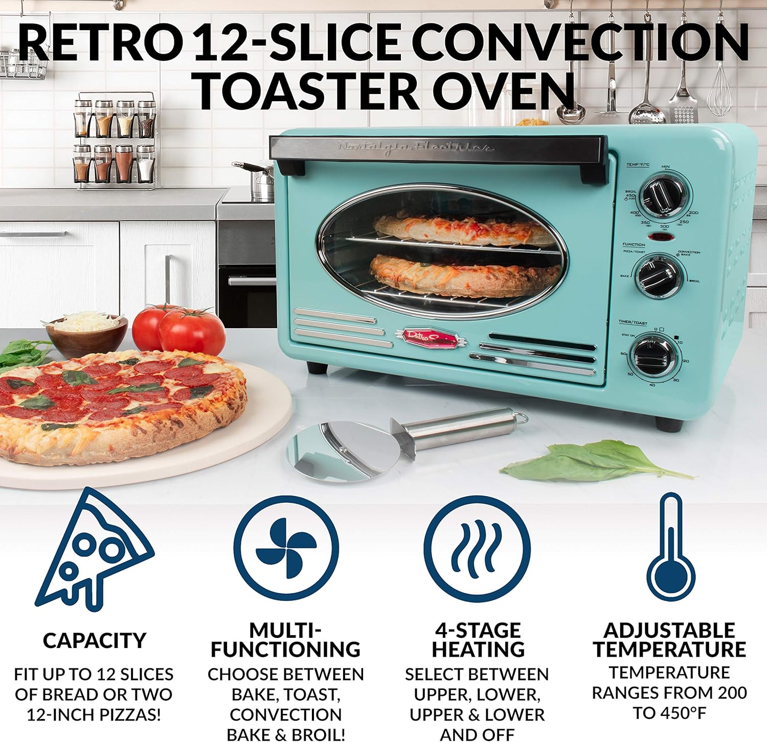 0.7-Cu. Ft. Retro Convection Toaster Oven, Aqua Y98736