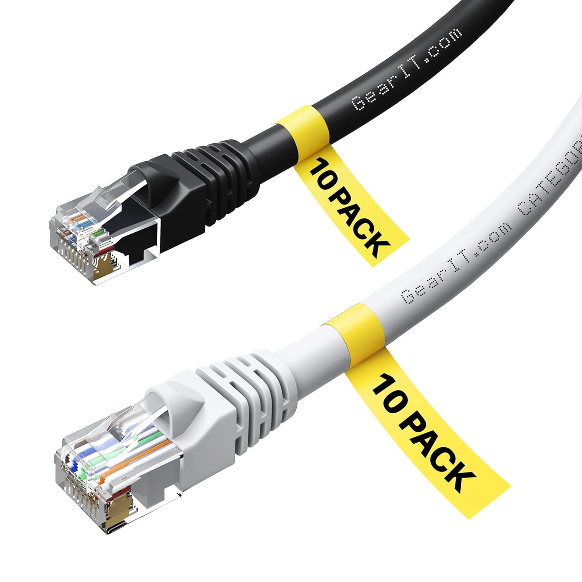 Cat6 Ethernet Cable, 10 Feet 20-Pack (10 Black, 10 White) Pure Copper Core H43991