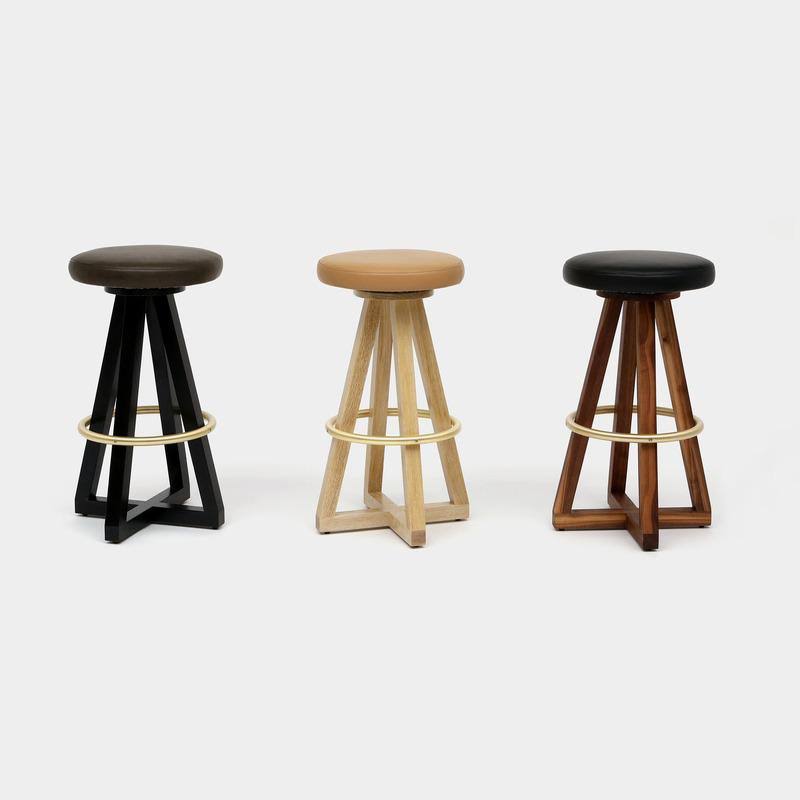 Black Oak Night Blackened Steel Stool U58236