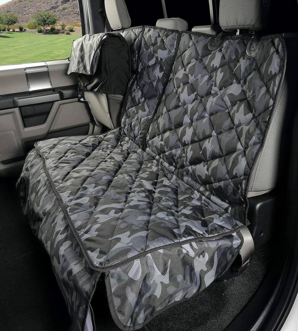 Camo Heavy Duty Waterproof Rear Bench Seat Cover with Hammock Z91641
