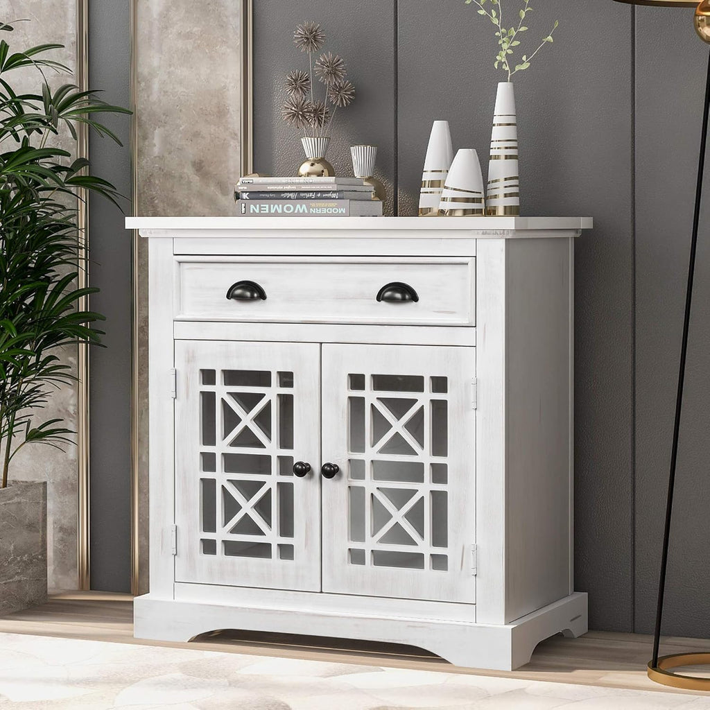 Accent Storage Cabinet with Glass Doors and Drawer C62179
