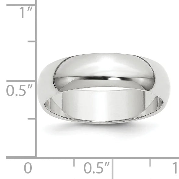 18K Yellow Gold White Gold 6mm Half-Round Wedding Band Ring Size 6.5 A2721
