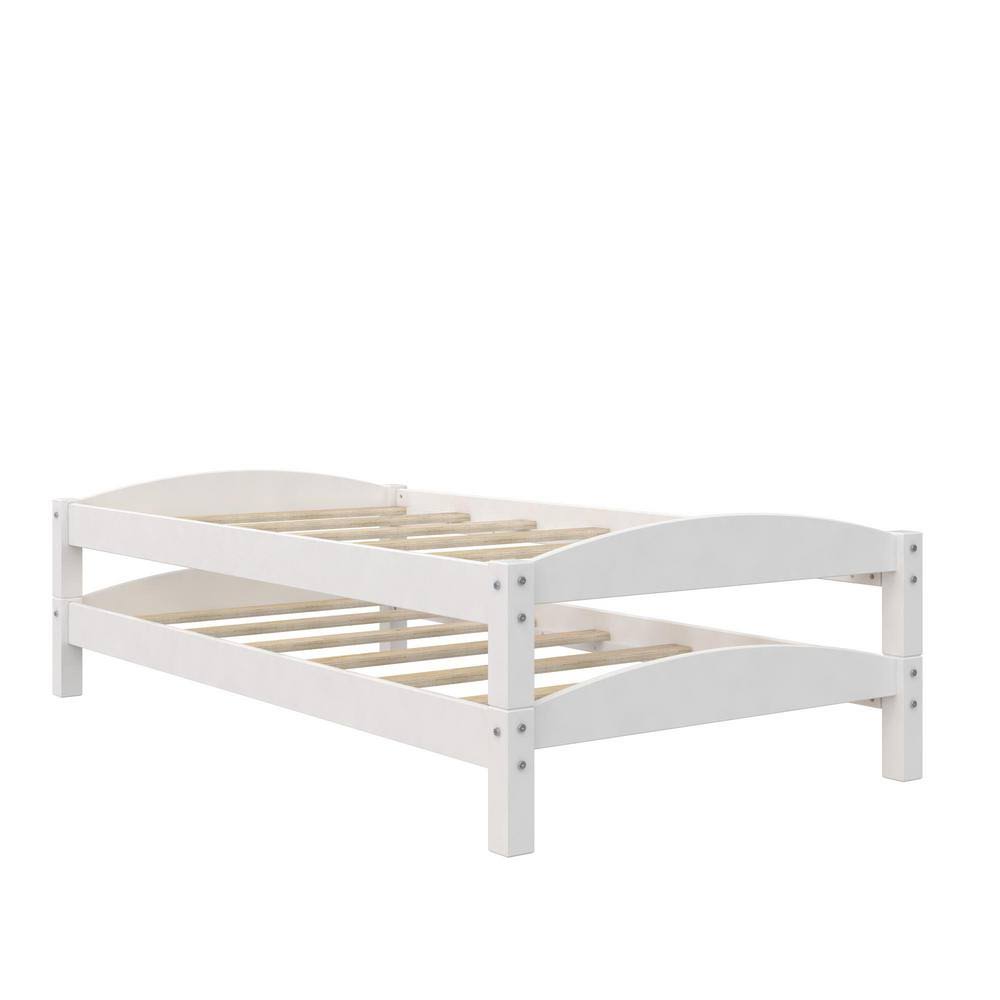 White Twin Size Stackable Beds Frame Set of 2 R486907