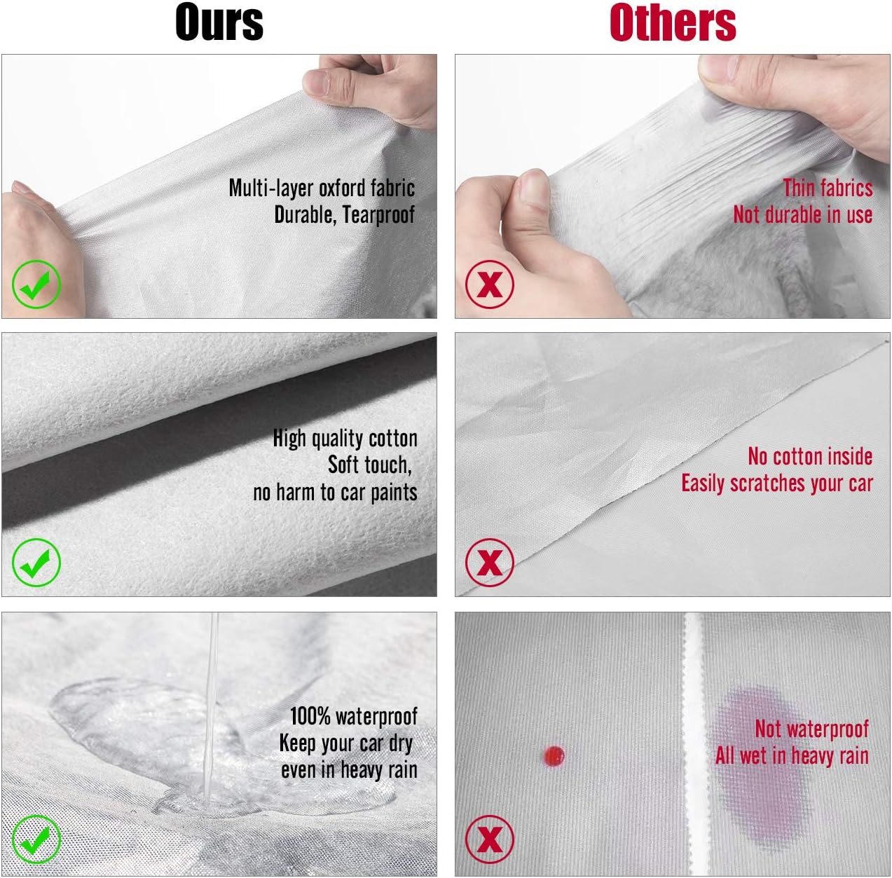 Car Cover SUV Cover 5 Layer Waterproof Windproof Dustproof Pack of 2 G739
