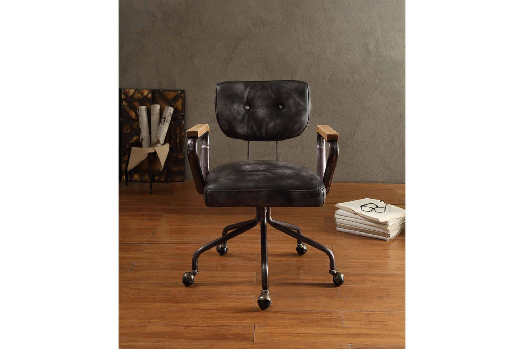 Vintage Black Leather Executive Office Chair F999345