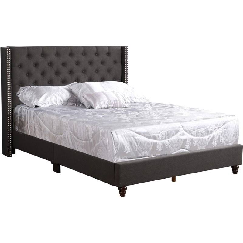 King Upholstered Bed, Ash Black V921335