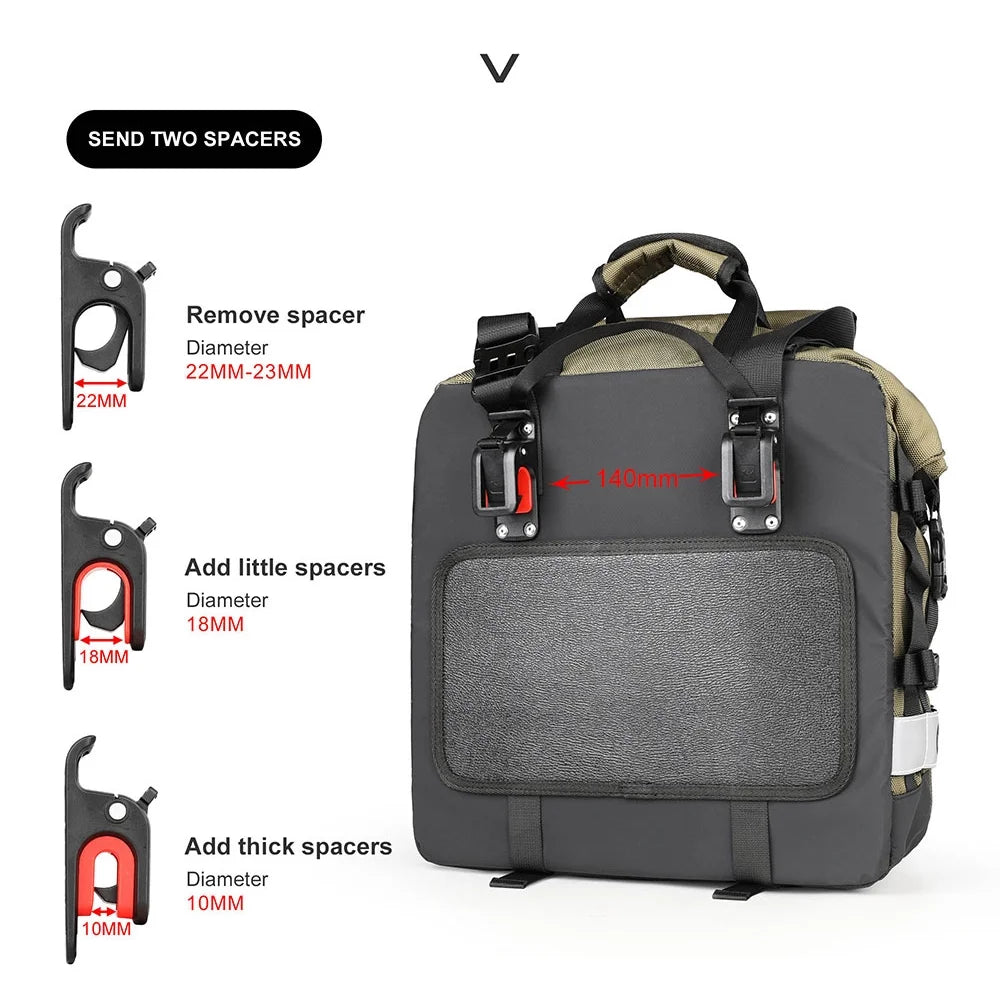 Polyester Motorcycle Side Saddle Bag 20L with Removable Waterproof Inner Bag Z397