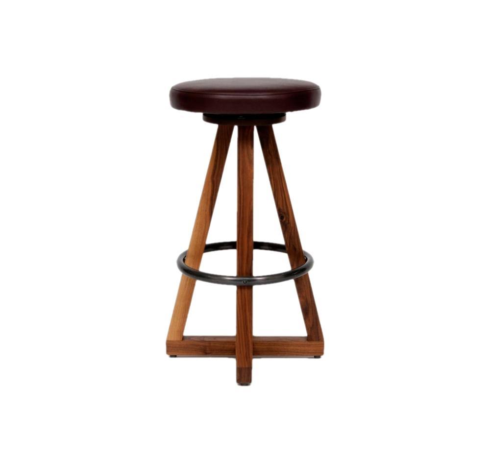 Bleached White Oak Stool with Blackened Steel F8766