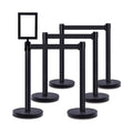 6 Pcs Set Black Crowd Control Stanchions with Signframe M504