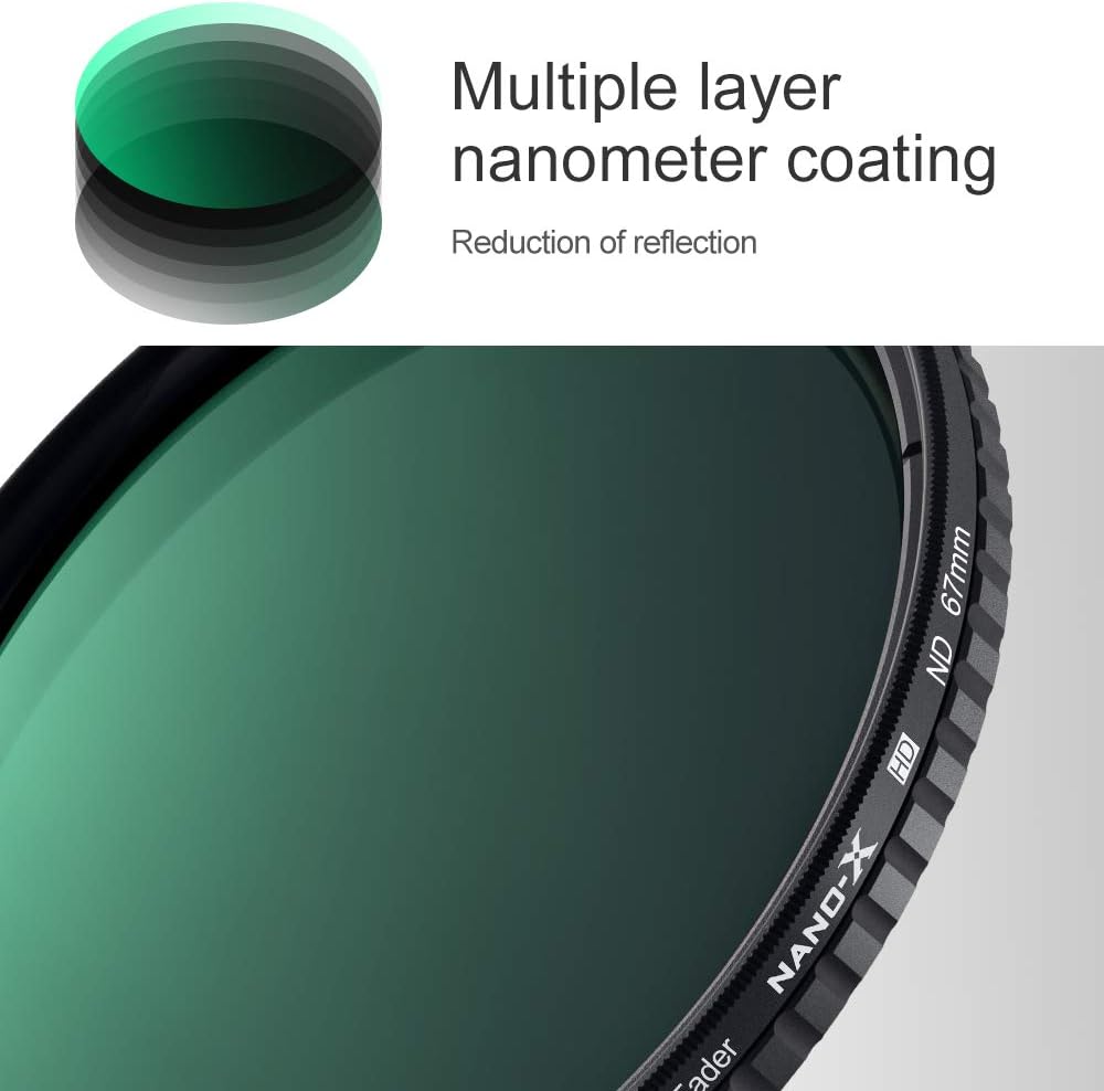 67mm Variable ND Filter ND8-ND128 (3-7 Stop) HD Hydrophobic VND Filter I668