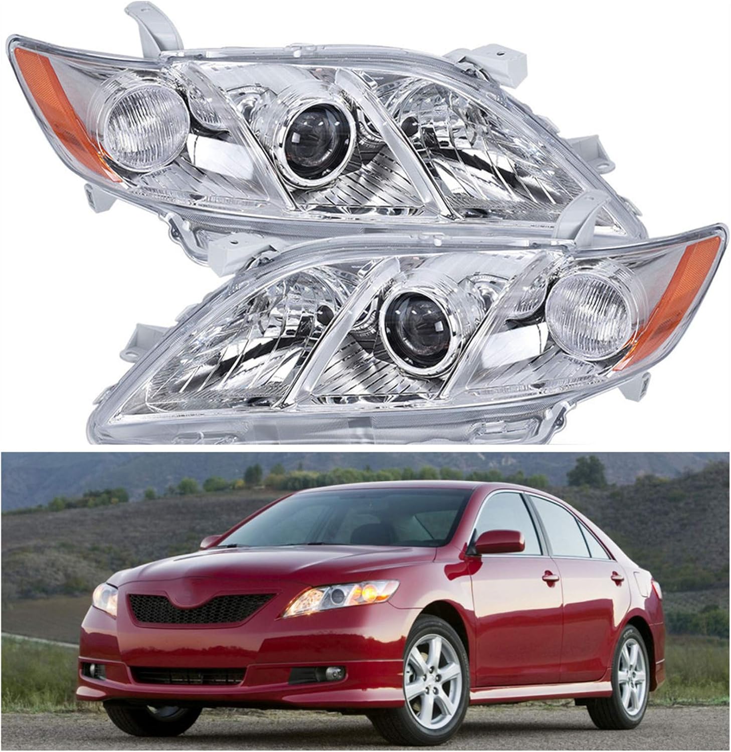 Headlight Headlamp Assembly with Amber Corner for 2007-2009 Toyota Camry P52359