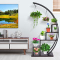5 Tier Half Moon Shape Plant Stand with Hanging Hook R405392