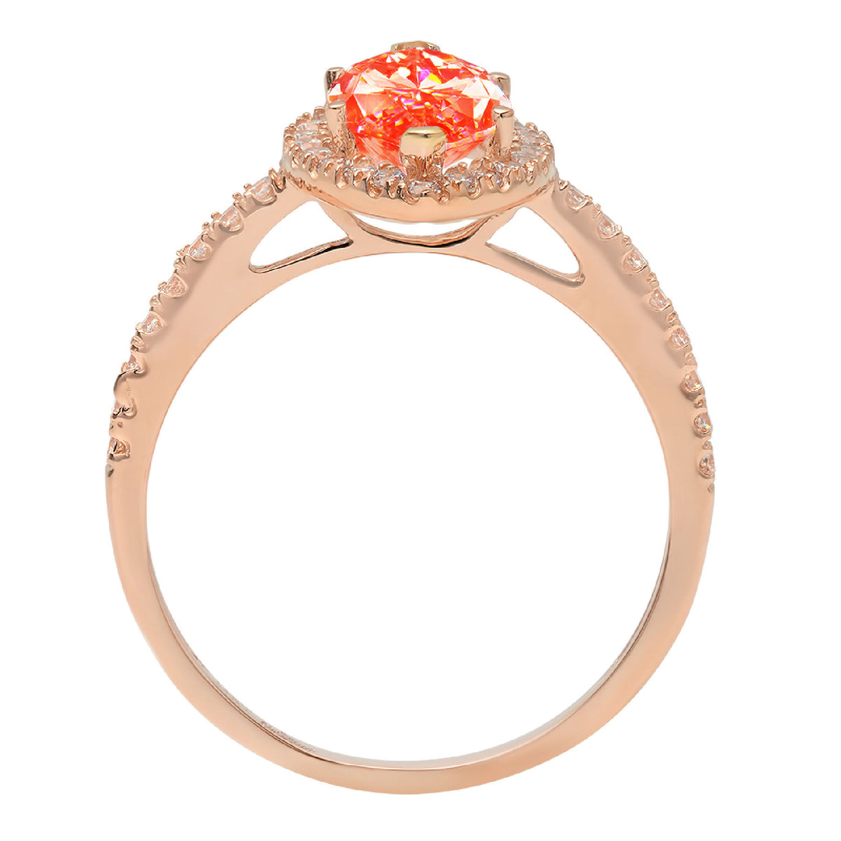 2.38ct Marquise Cut Red Simulated Diamond 18k Pink Rose Gold Halo Ring Size 10.25 W22589