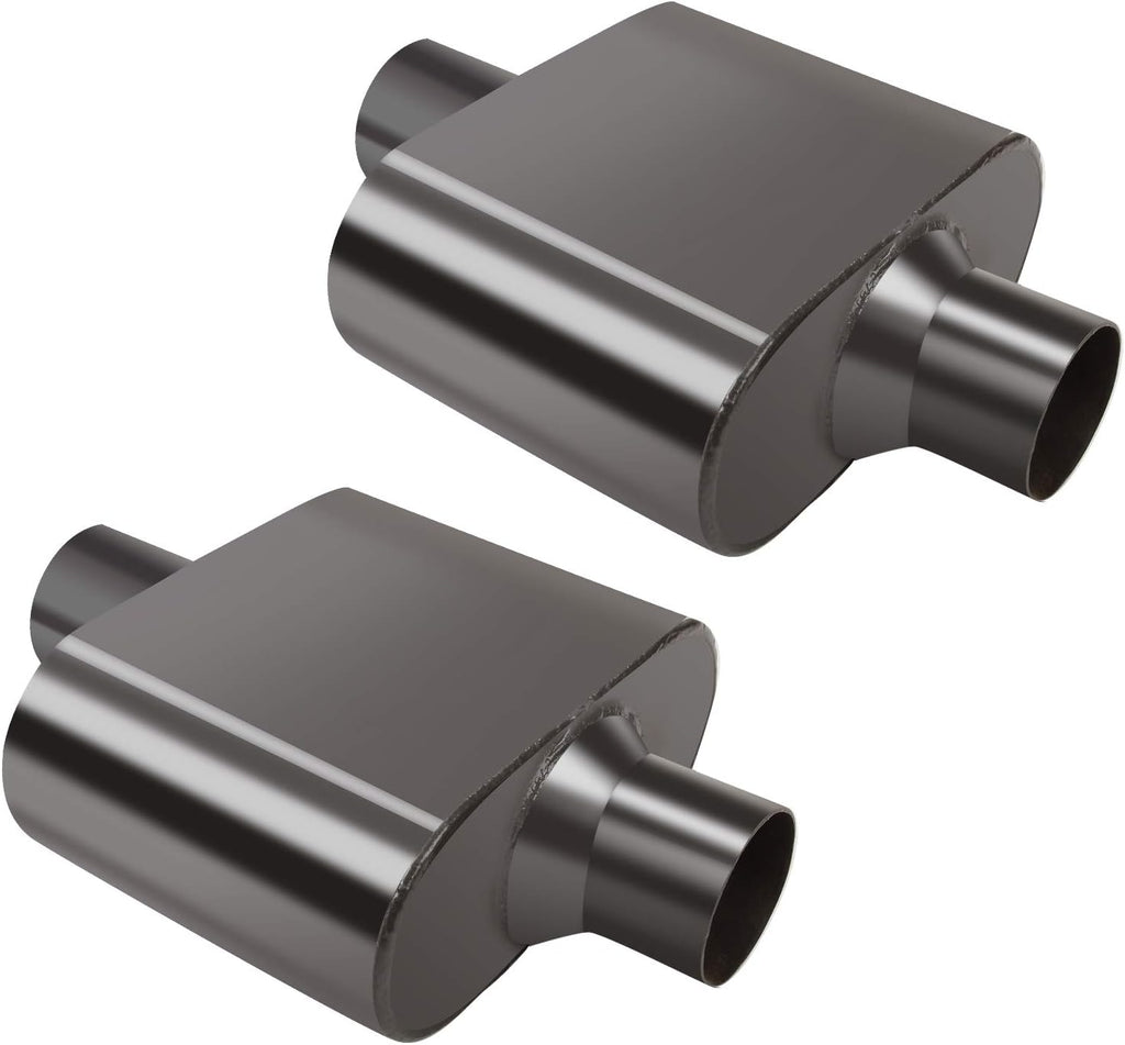 Pair of Single Chamber Performance Race Muffler 2.5 Inch Center Universal Pack of 2 L849394