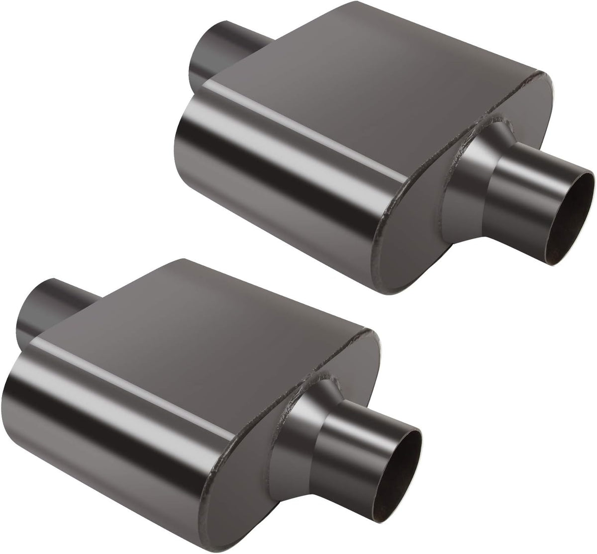 Pair of Single Chamber Performance Race Muffler 2.5 Inch Center Universal Pack of 2 L849394
