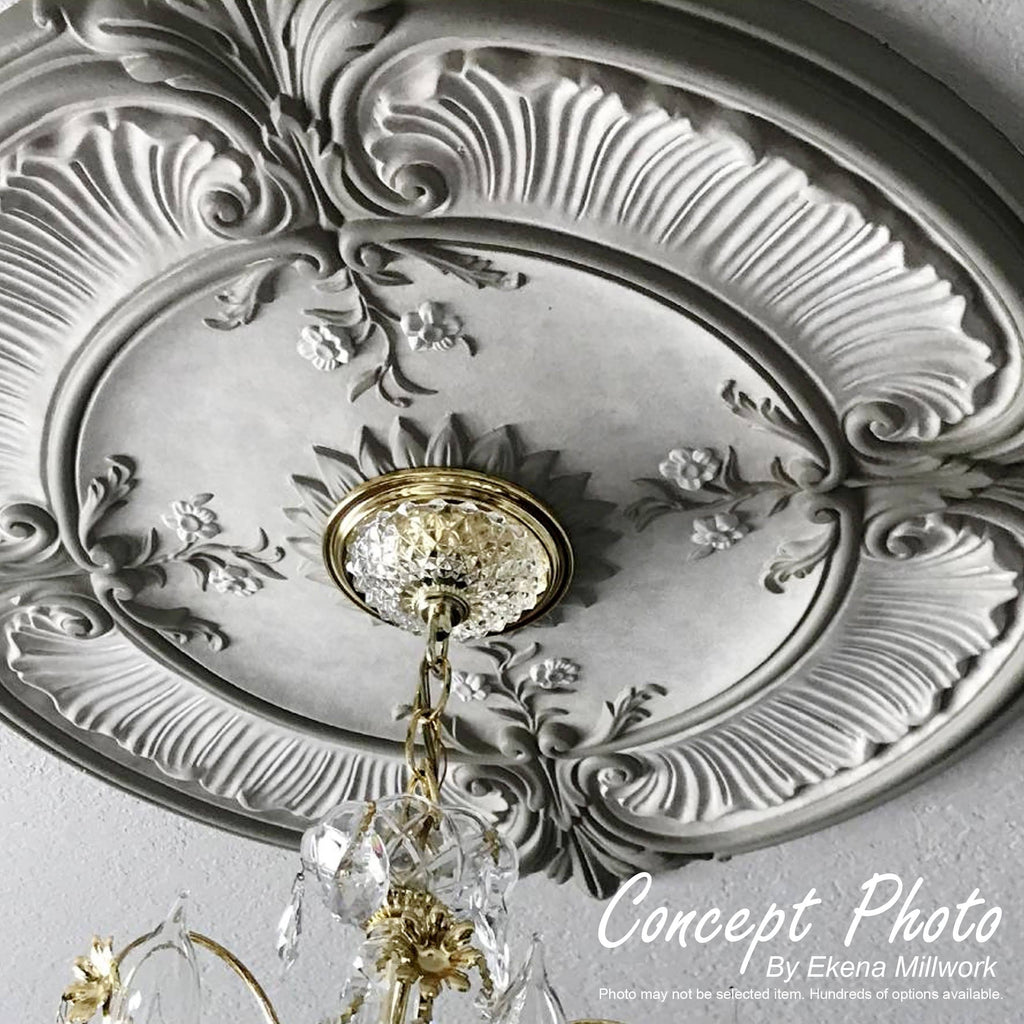 26 1/2x22OD x 3 5/8x22ID x 1 1/2x22P Ceiling Medallion Hand-Painted Pot of Cream Crackle U41082