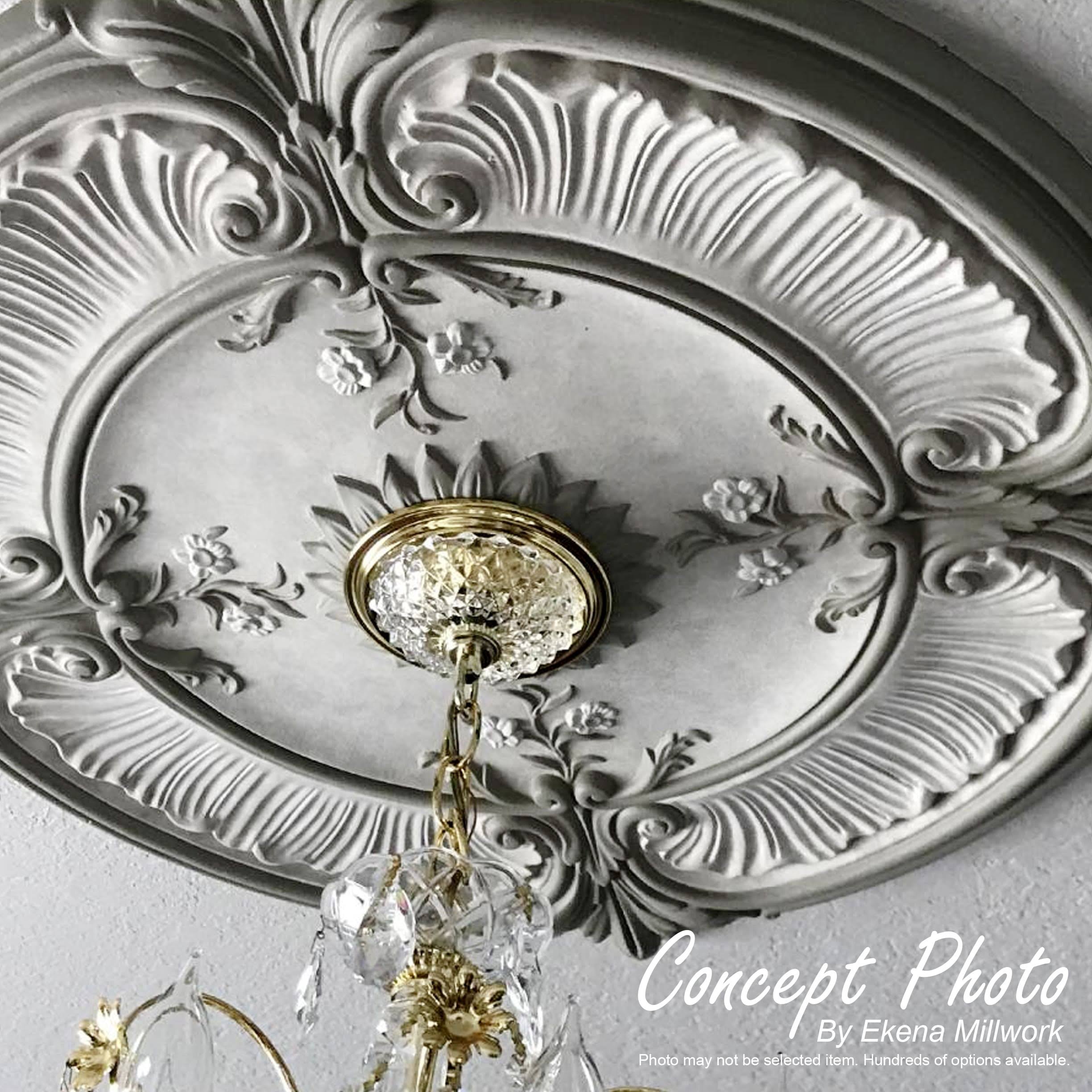 26 1/2x22OD x 3 5/8x22ID x 1 1/2x22P Ceiling Medallion Hand-Painted Pot of Cream Crackle U41082
